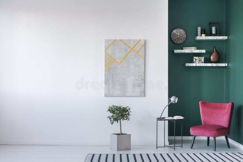Minimalist interior in white stock images