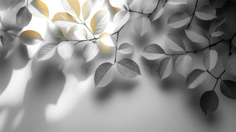 Frunze minimaliste în gri și aur generativ royalty free illustration