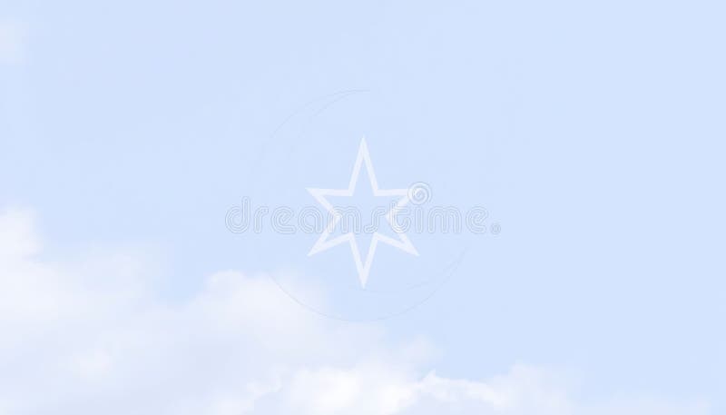 Minimalist light blue sky soft white clouds subtle star shape background simple calm, Stock Photo, Generative AI royalty free illustration