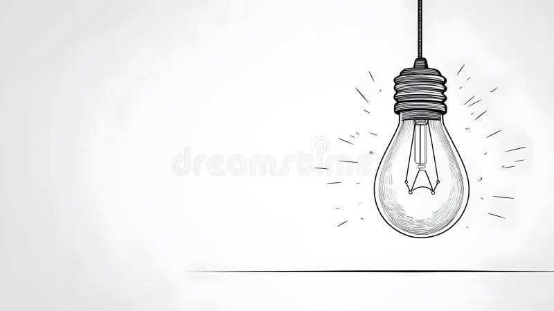 Minimalist Light Bulb Illustration on White Background,Concept of Creativity and Innovation vector illustration