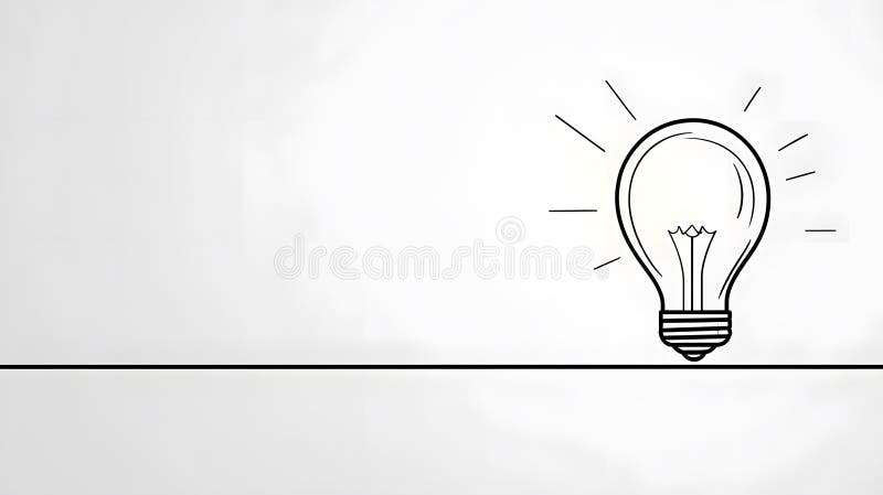 Minimalist Light Bulb Illustration on White Background,Concept of Creativity and Innovation royalty free illustration