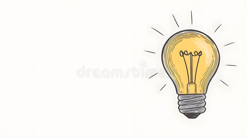 Minimalist Light Bulb Illustration on White Background Concept of Creativity and Innovation stock illustration