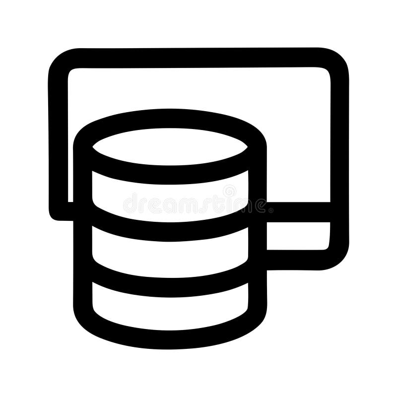 Simple Line Style Database Server Storage Outline Icon for Technology stock illustration