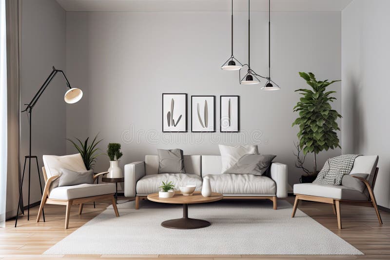 Minimalist Living Room, with Clean Lines and Modern Decor Stock ...