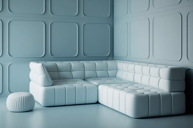 Minimalist Living Room with Modular Sofa Stock Illustration