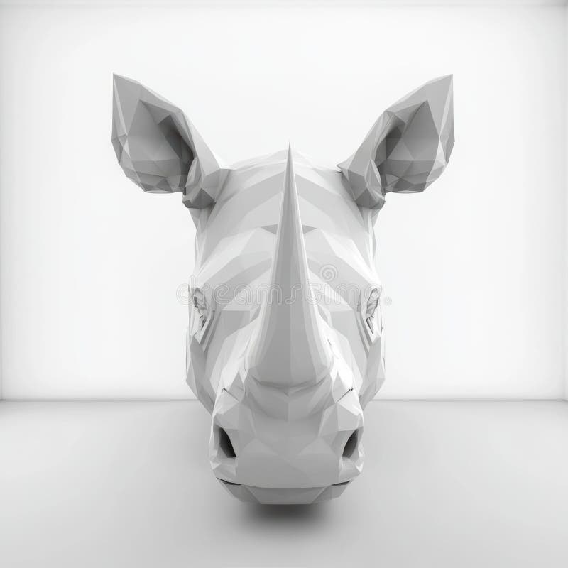 Low-Poly Rhinoceros Head stock illustration