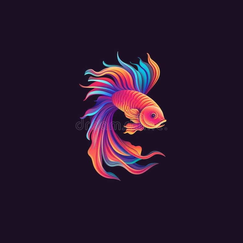 Minimalist Luxury Siamese Fighting Fish Logo Illustration