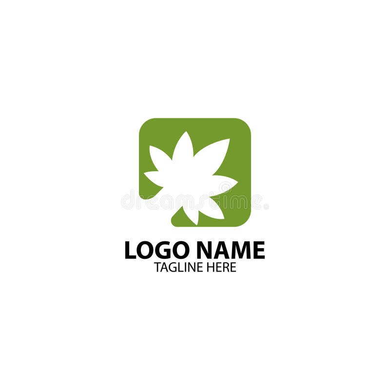 Minimalistic Marijuana Leaves Logo Design Vector Stock Vector