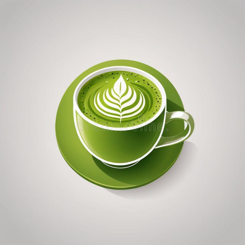 Minimalist Matcha Latte Logo Design on White Background Stock