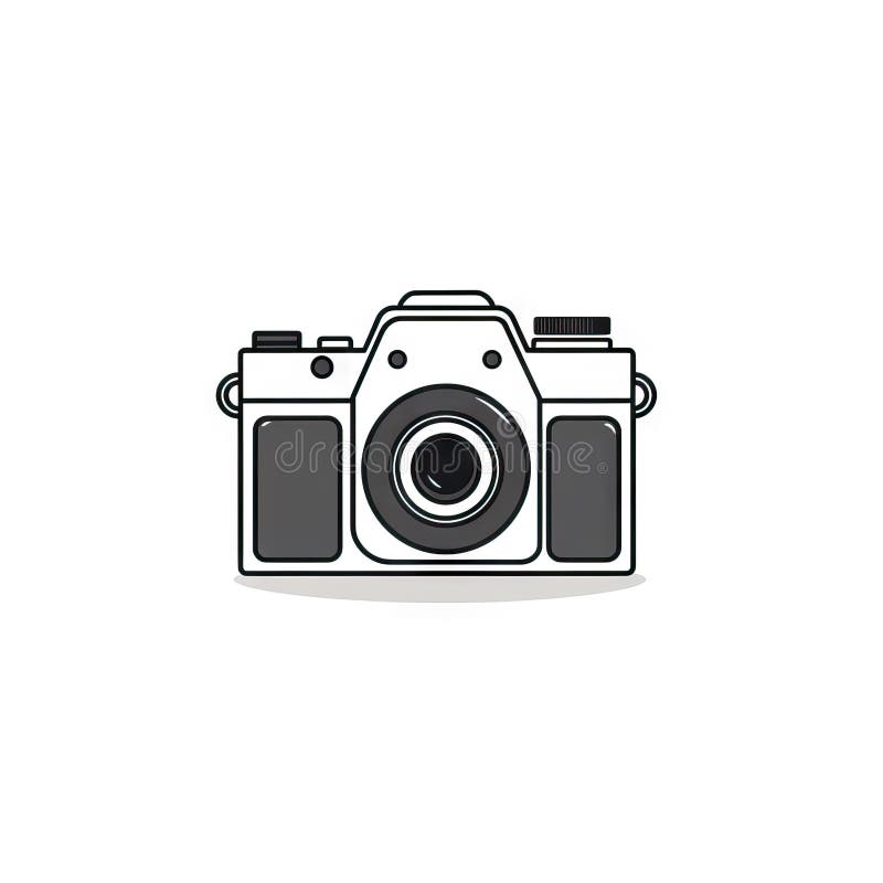 Camera on White Background AI Generated Stock Illustration
