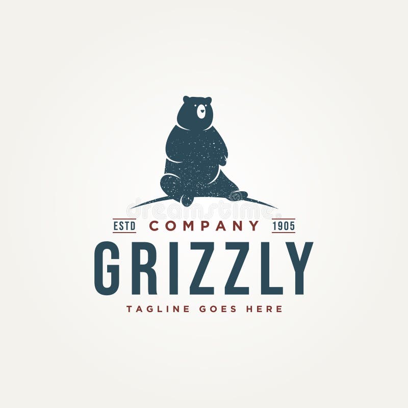 Minimalist Modern Wild Grizzly Bear Animal Icon Label Logo Template