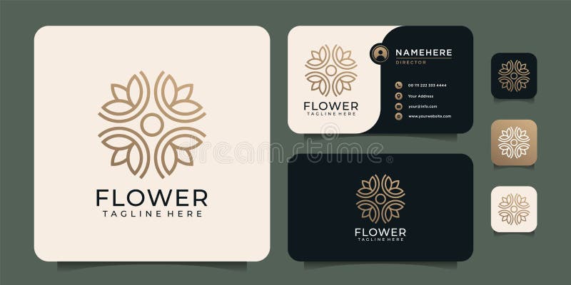 Monogram Nature Flower Logo Design Stock Vector - Illustration of