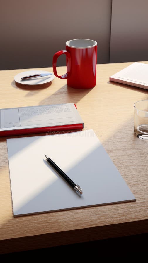 Minimalist office desk stock illustration. Illustration of business