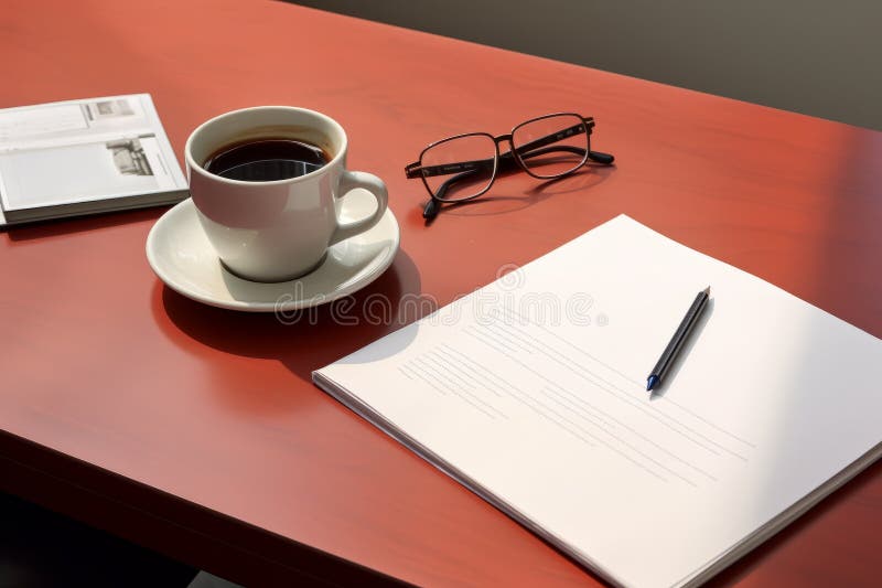 Minimalist office desk stock illustration. Illustration of template