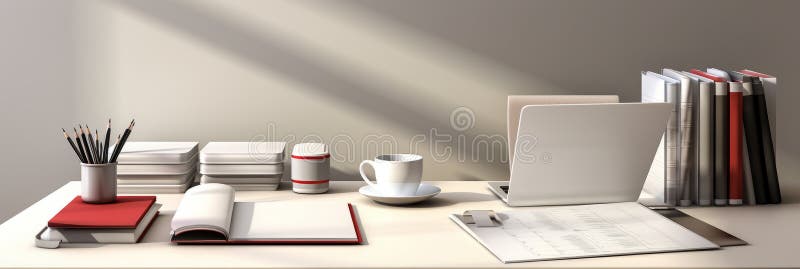 Minimalist office desk stock illustration. Illustration of workplace