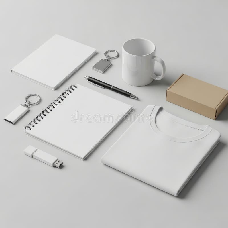 Minimalist office essentials arrangement stock illustration