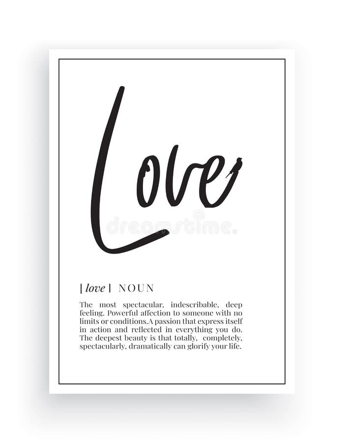 Minimalist Wording Design, Love Definition, Wall Decor, Wall Decals Vector, Love Noun