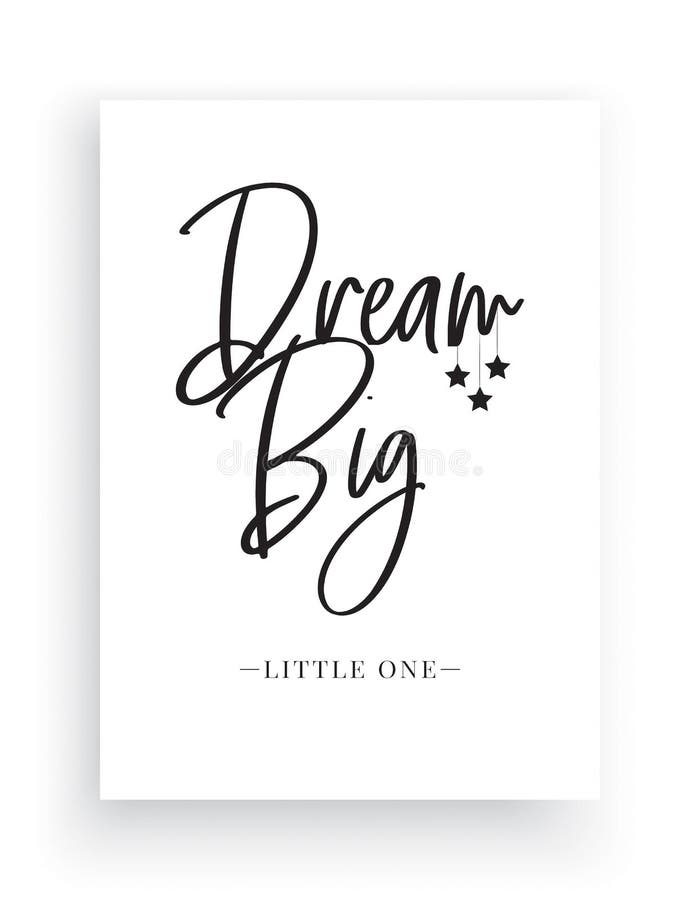 Minimalist Wording Design, Dream Big Little One, Wall Decor Vector, Wall Decals, Lettering Design, Art Decor, Wall Art