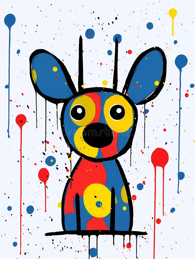 Minimalist Pig Art, a Painting of a Dog Stock Illustration