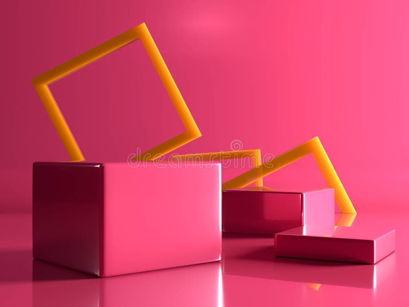 Minimalist platform display with luxury stand podium on room background. Blank Exhibition or product shelf. 3D rendering royalty free illustration