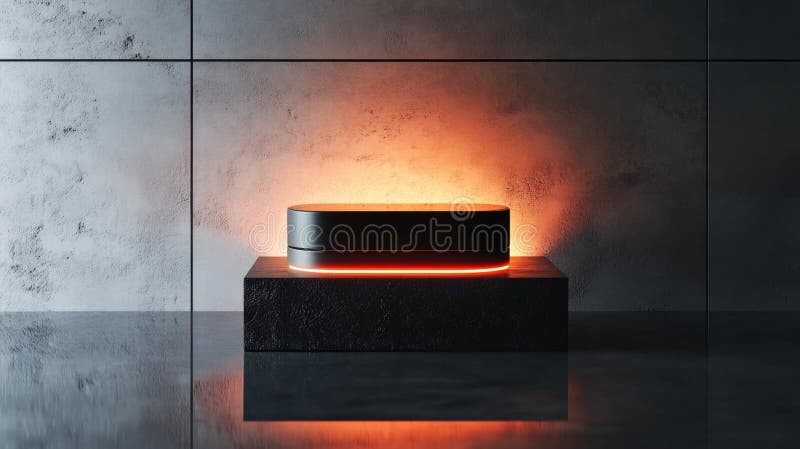 Minimalist Podium Displaying Cutting Edge Design with Warm Lighting royalty free illustration