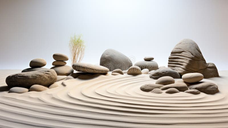 Minimalist Rock Garden - stock illustration.
