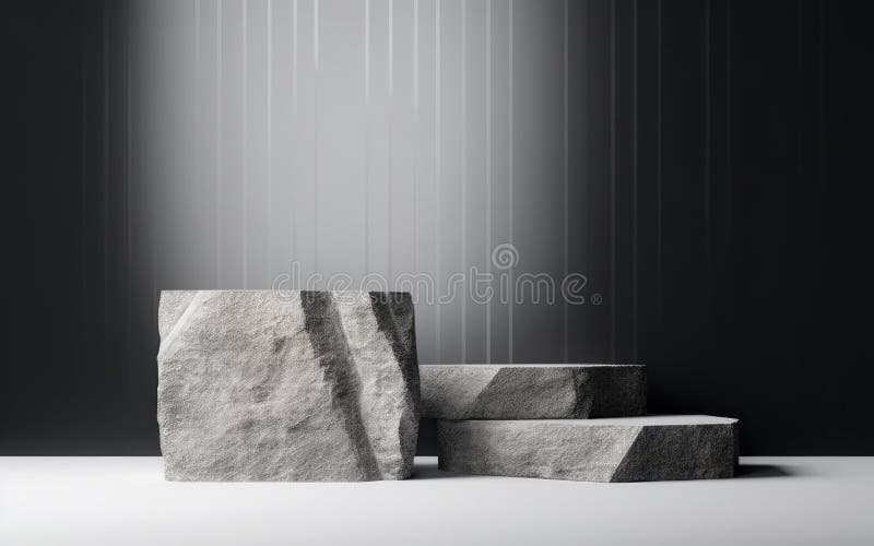 Minimalist rock platform podium for product presentation background. Empty space for advertising, template. stock illustration