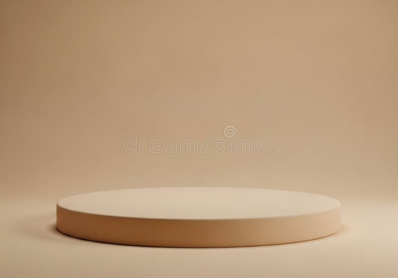 A simple and elegant round display stand set against a neutral beige background. Elegant round display stand illustrations