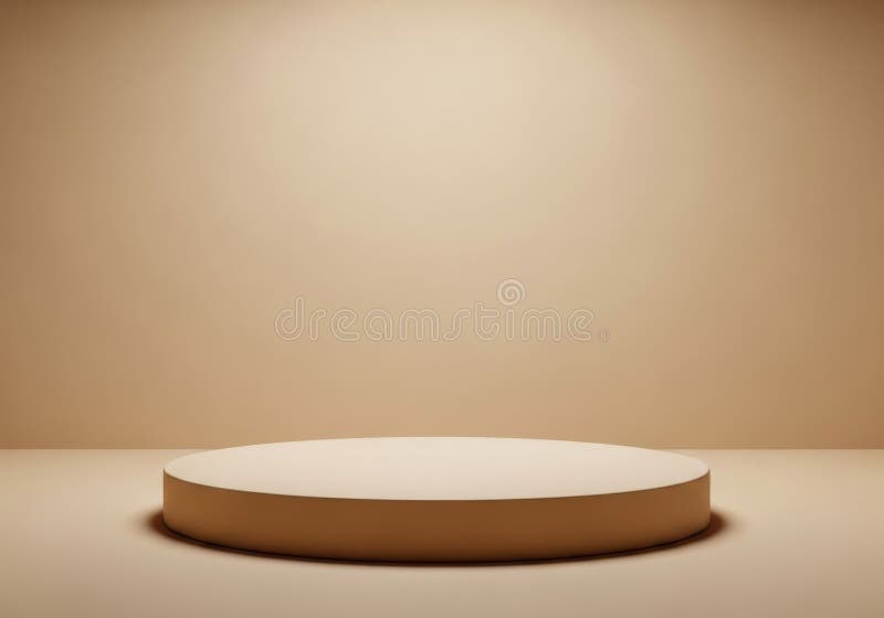 A simple and elegant round display stand sits on a plain beige background, creating a minimalist aesthetic. Elegant round display stand illustrations