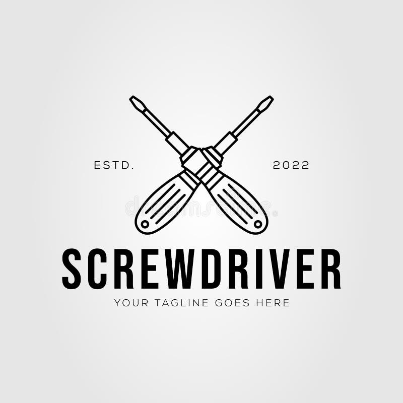 Minimalist Screwdriver Electronic Tool Logo Vector Illustration Design