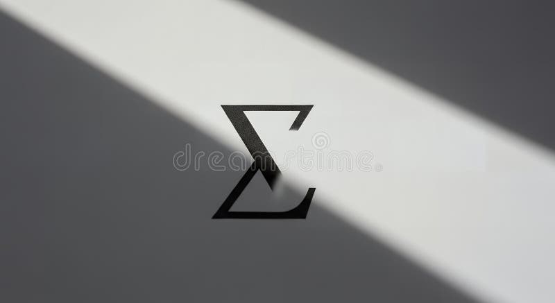 Minimalist Sigma Symbol Printed on White Paper stock illustration