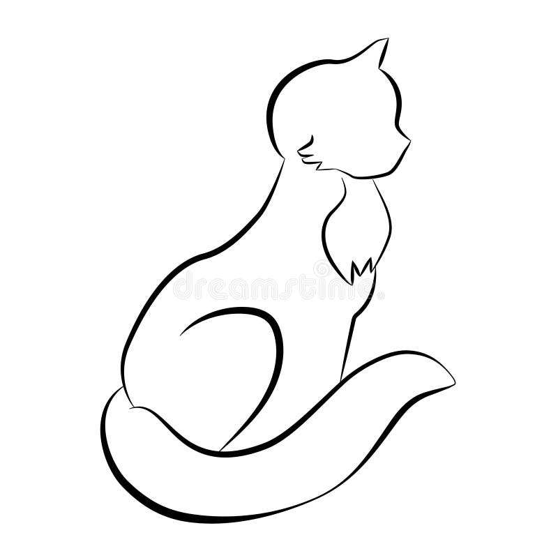 how to draw cat sitting side view