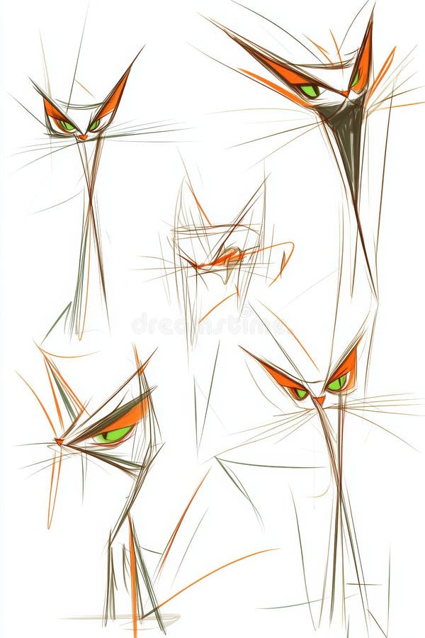 This minimalist sketch of a cat showcases artistic techniques and design concepts, with annotations and geometric shapes. Annotations ai stock images, royalty-free photos and pictures