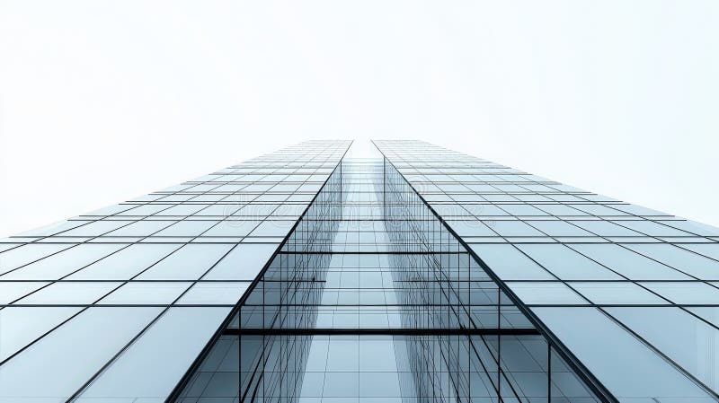 Minimalist skyscraper facade with reflective glass stock images