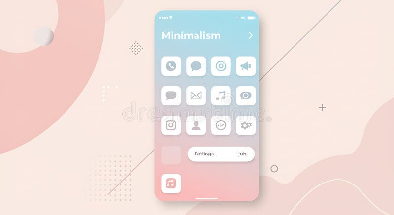 Minimalist smartphone interface with a smooth gradient background transitioning royalty free illustration