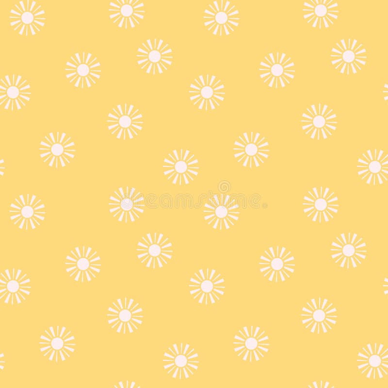 Minimalist Sunburst Seamless Pattern in a Warm Yellow and White Color
