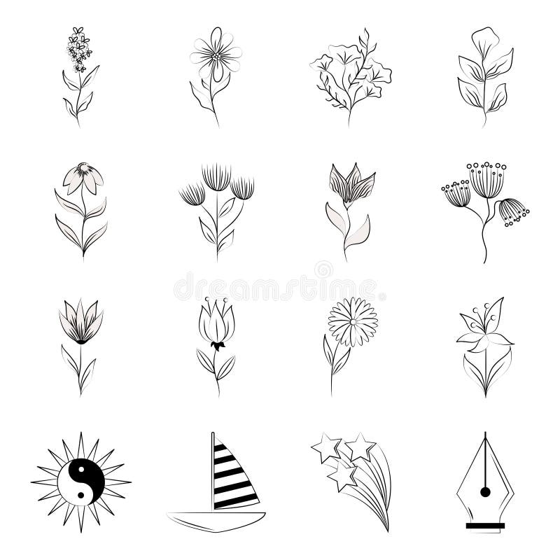 minimalist tattoo of a plant with four leaves 2740350 Vector Art at Vecteezy