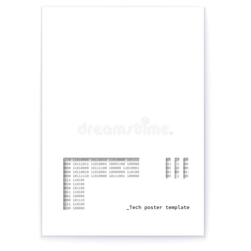 Minimalist Tech Poster. Data Encryption. Cybersecurity Theme Digital Matrix. vector illustration