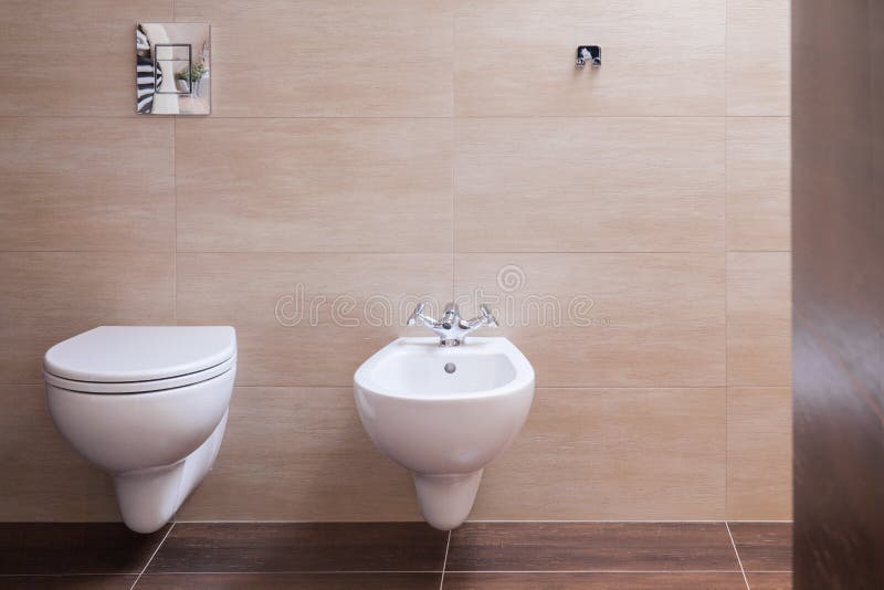 Minimalist Toilet in Modern House Stock Image Image of flushing