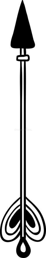 Minimalist vector graphic of an arrow with a triangular head, a straight shaft, and fletching, representing concepts like stock illustration
