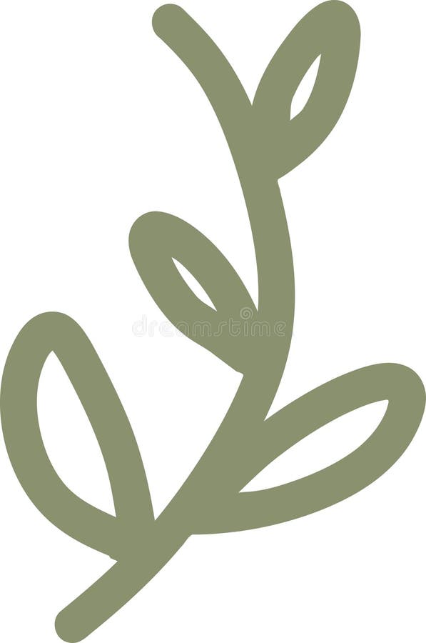 Minimalist Brown Gray Three Leaf Stem Vector Graphic royalty free illustration