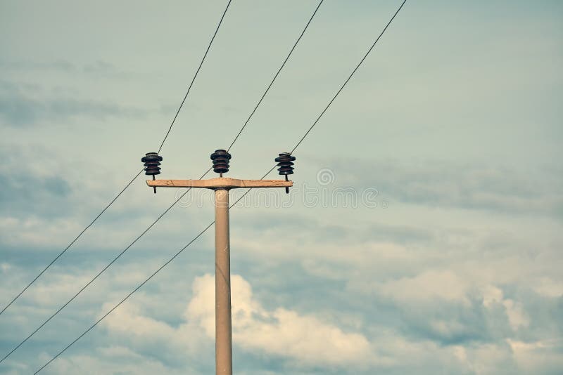 High voltage power electric pole, power lines and fuses