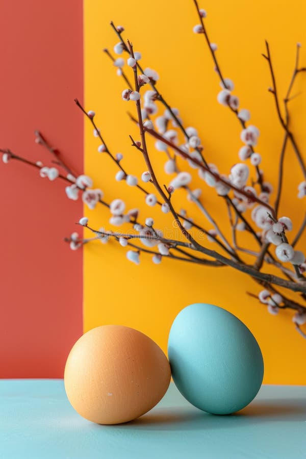 Minimalist vivid Easter background with copy space royalty free illustration