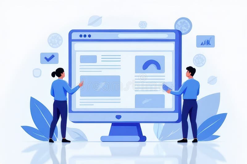 Minimalist Website Optimization Visualization stock illustration