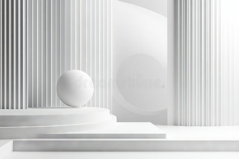Minimalist White Abstract Background with Geometric Shapes and Columns vector illustration