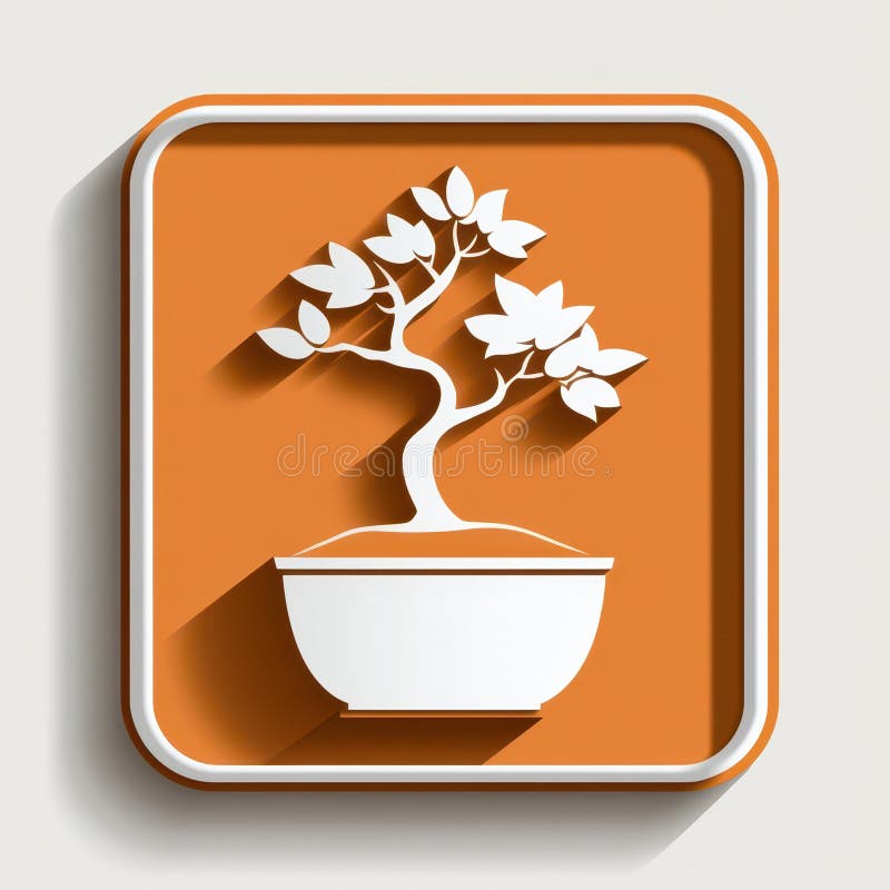 White Bonsai Tree Icon vector illustration