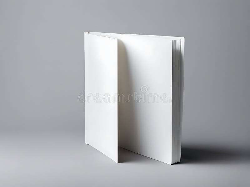 Minimalist white notebook on gray background, blank pages, modern stationery, office supplies, creative writing, note taking vector illustration