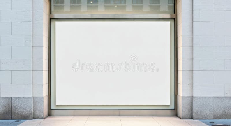 Minimalist White Storefront Window Display on Urban Street stock abbildung