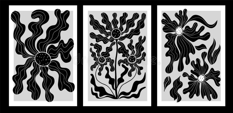 Minimalistaffischer med abstrakt botanisk sammansättning. Blinkosväxter och örter med organiska beståndsdelar. vektor vektor illustrationer