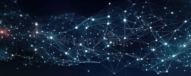 Minimalistic abstract background with abstract data visualizations and interconnected nodes panorama royalty free illustration